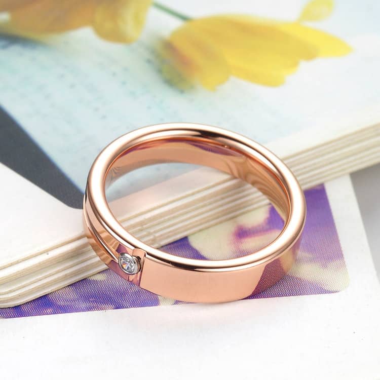 Rose Gold Matching Tungsten Carbide Wedding Bands with Diamonds (image for) Rose Gold Matching Tungsten Carbide Wedding Bands with Diamonds